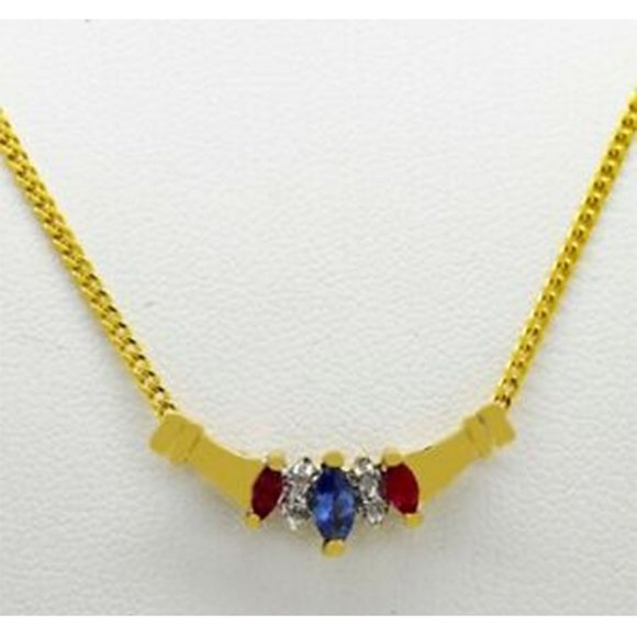 Genuine Ruby, Tanzanite & Diamond Necklace 10k Gold